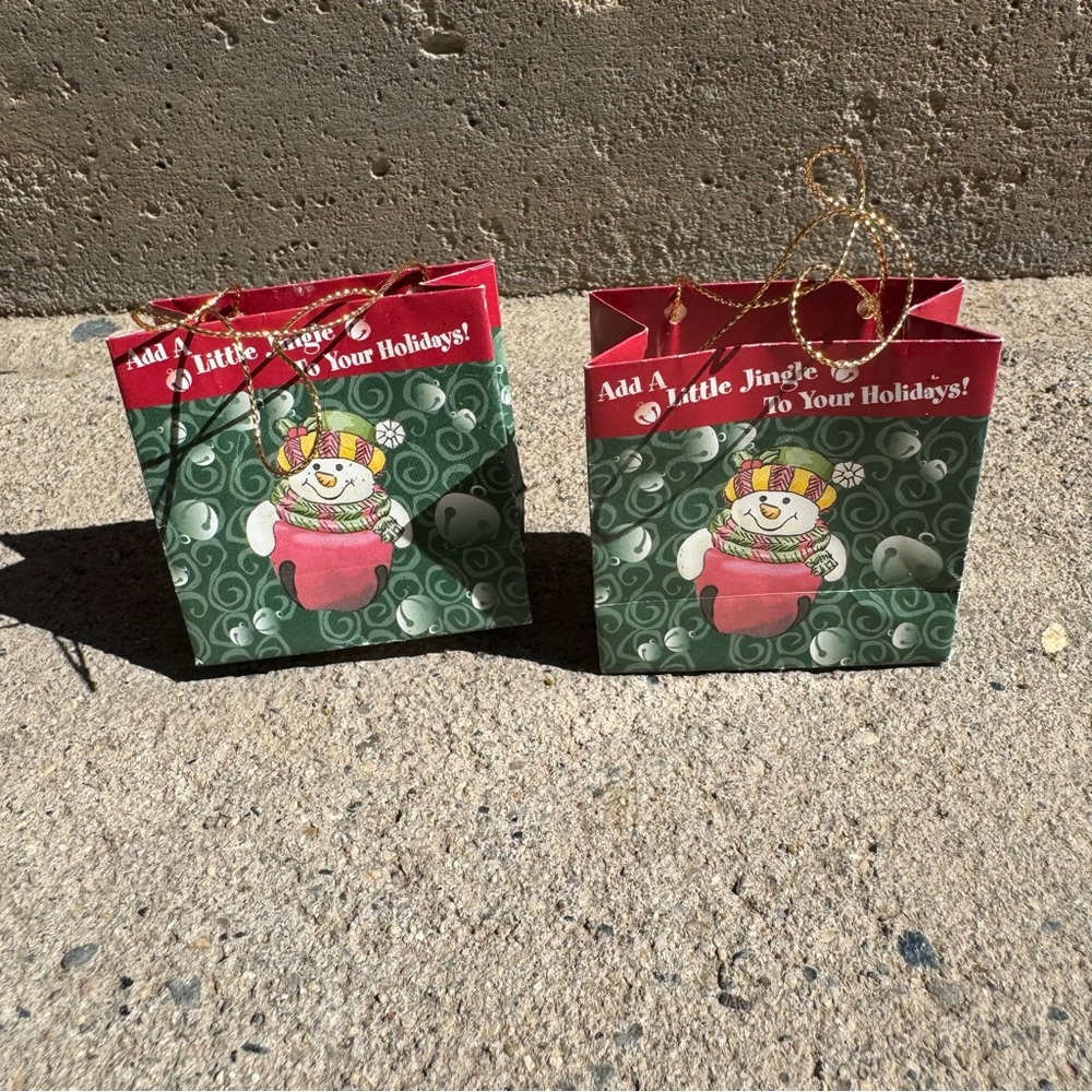 Mini Festive Holiday Gift Bag‎ Ornaments with Snowman Design